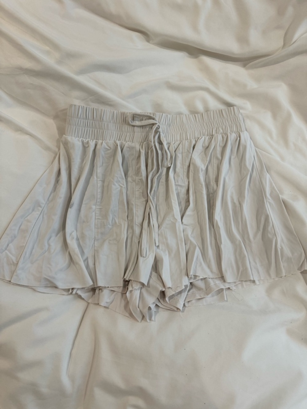 Light Gray Drawstring Ruffle Women’s Shorts